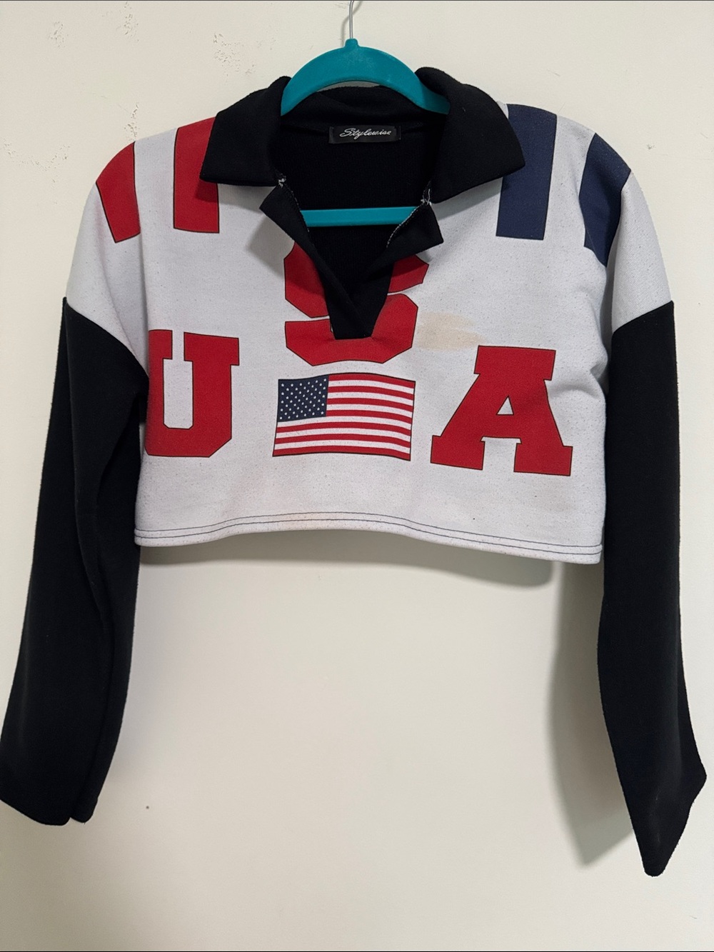 USA Flag Cropped Polo Top